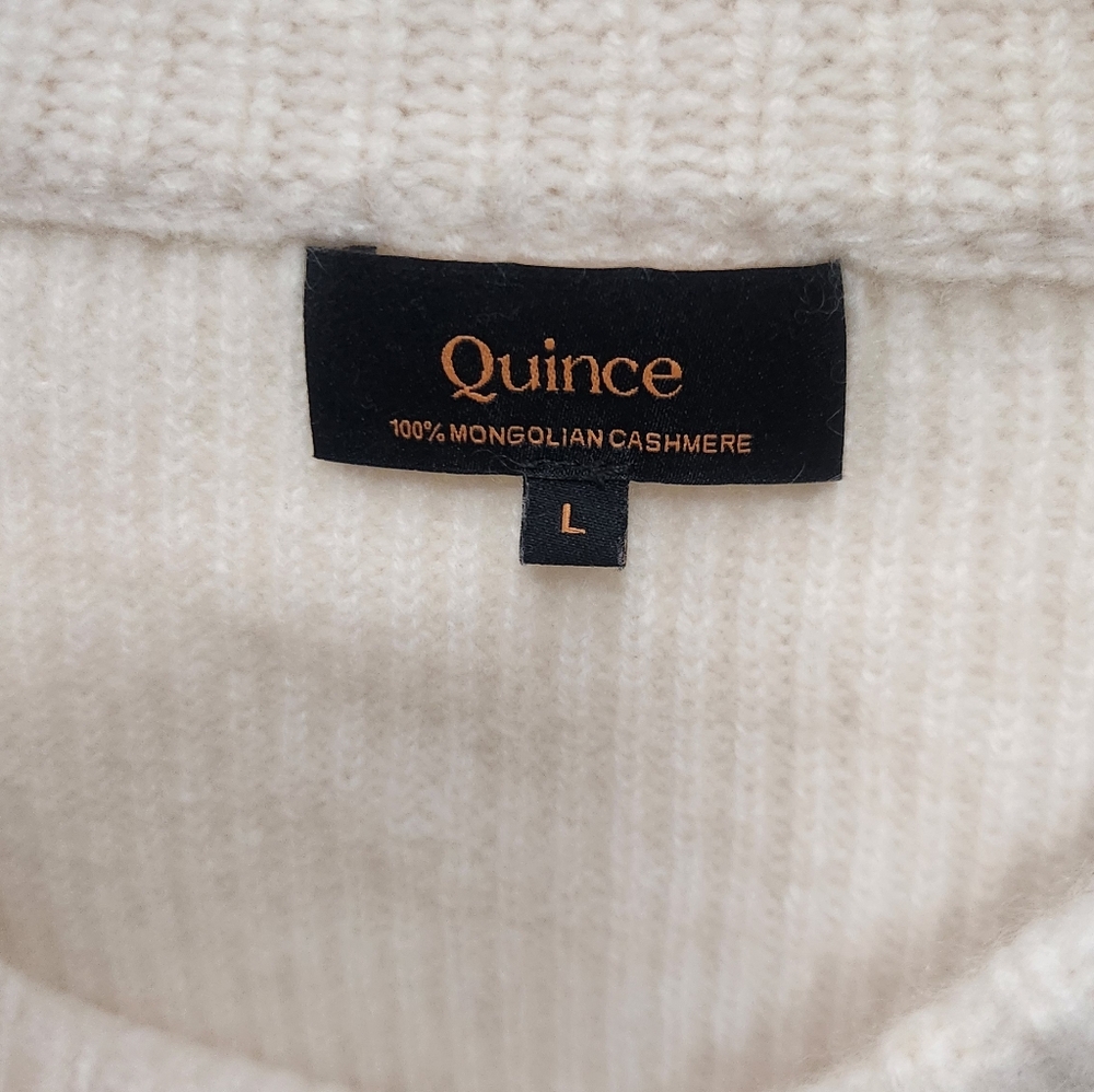 Quince Cream Women's Crew Neck Cashmere  Sweater - Picture 9 of 10